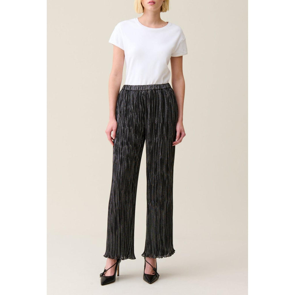 Claudie Pierlot - Pantalon Fluide Plissé Argenté