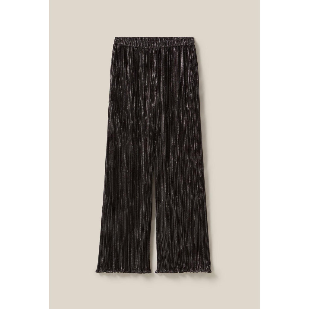Pantalon Fluide Plissé Argenté