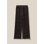 Pantalon Fluide Plissé Argenté