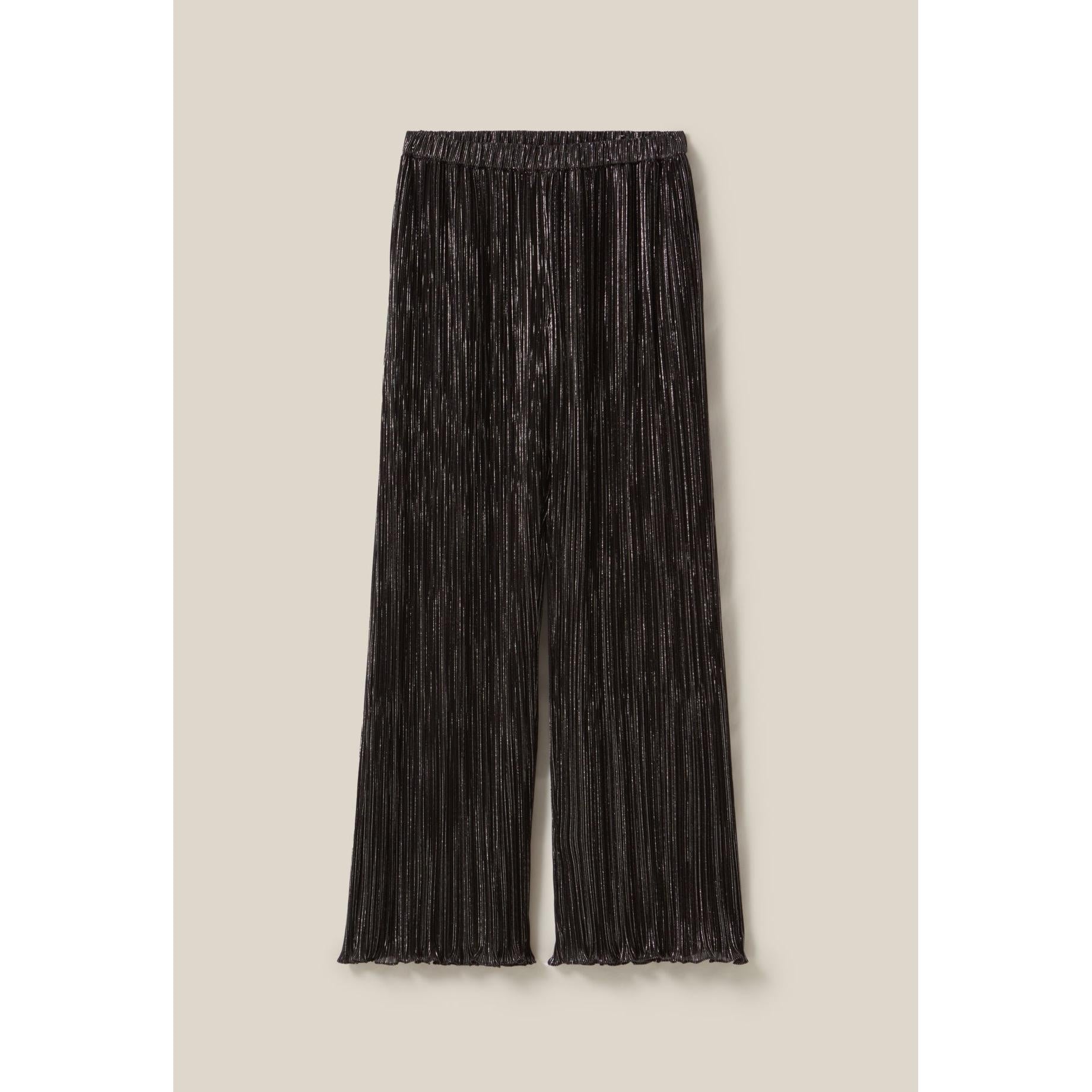 Pantalon Fluide Plissé Argenté