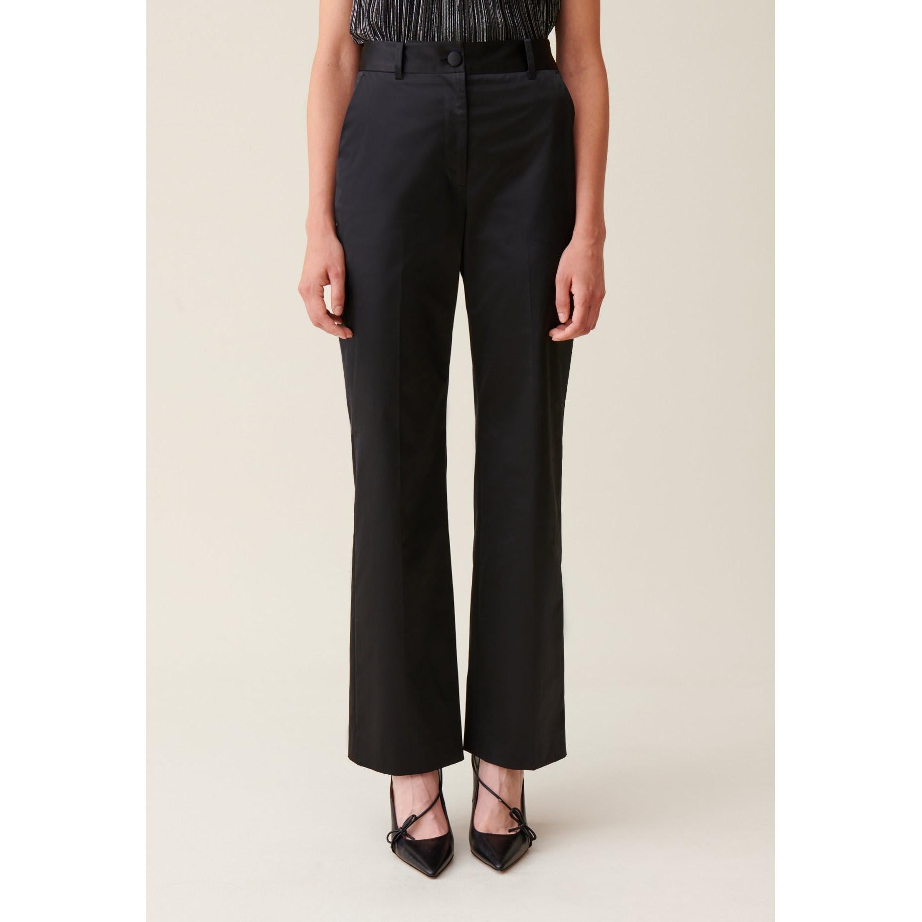 Claudie Pierlot - Black Slim Straight Satin Trousers
