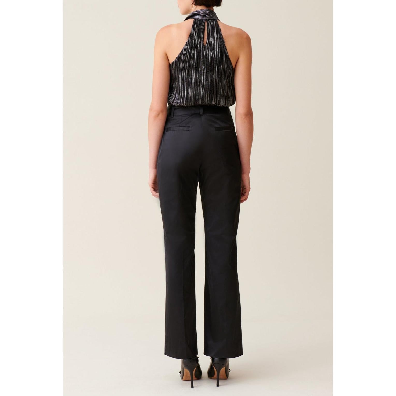 Claudie Pierlot - Black Slim Straight Satin Trousers