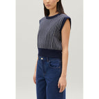 Pull Sans Manches Maille Rayée