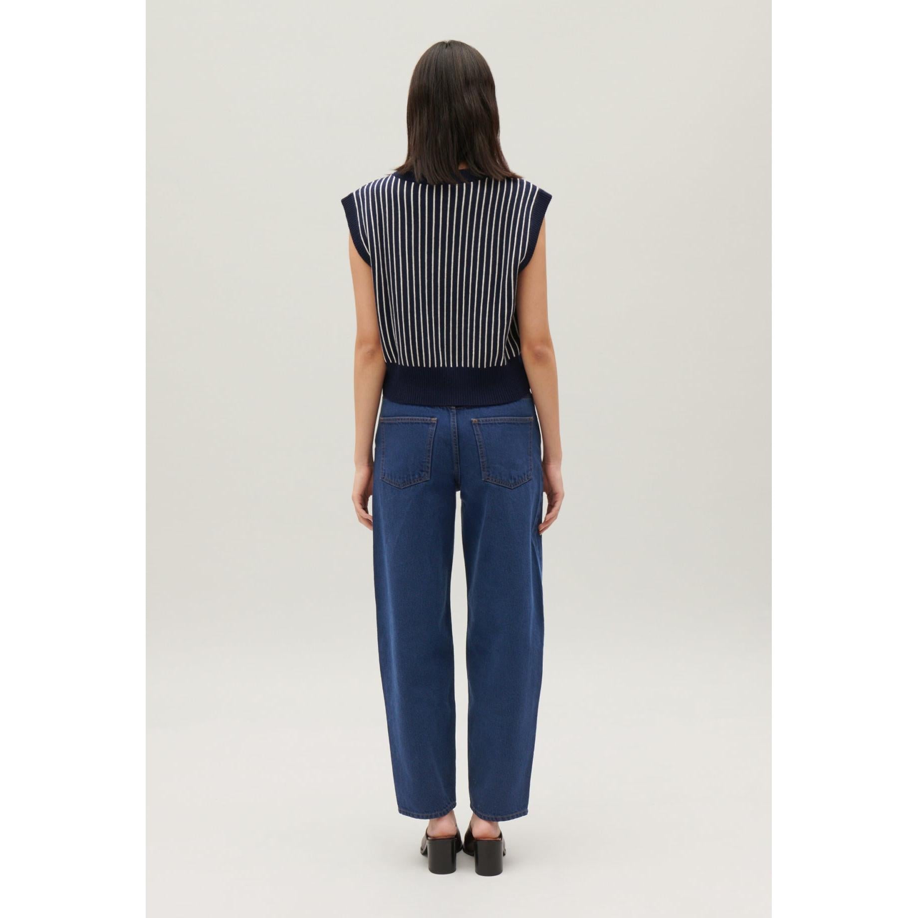 Pull Sans Manches Maille Rayée