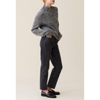 Pull Grosse Maille Col V Gris
