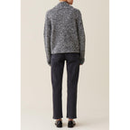Pull Grosse Maille Col V Gris