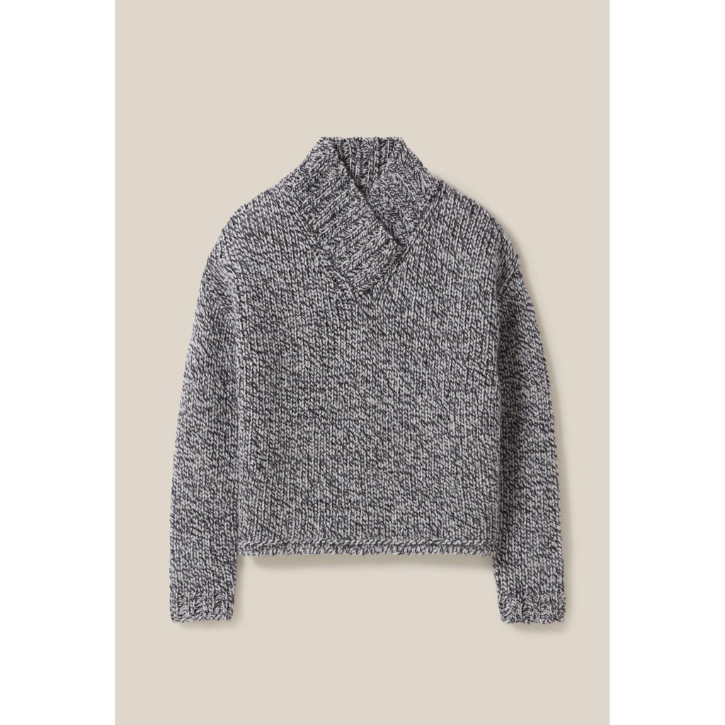 Pull Grosse Maille Col V Gris