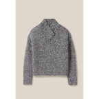 Pull Grosse Maille Col V Gris