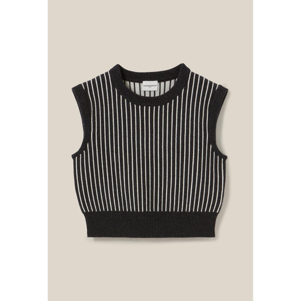Pull Rayé Sans Manches Maille