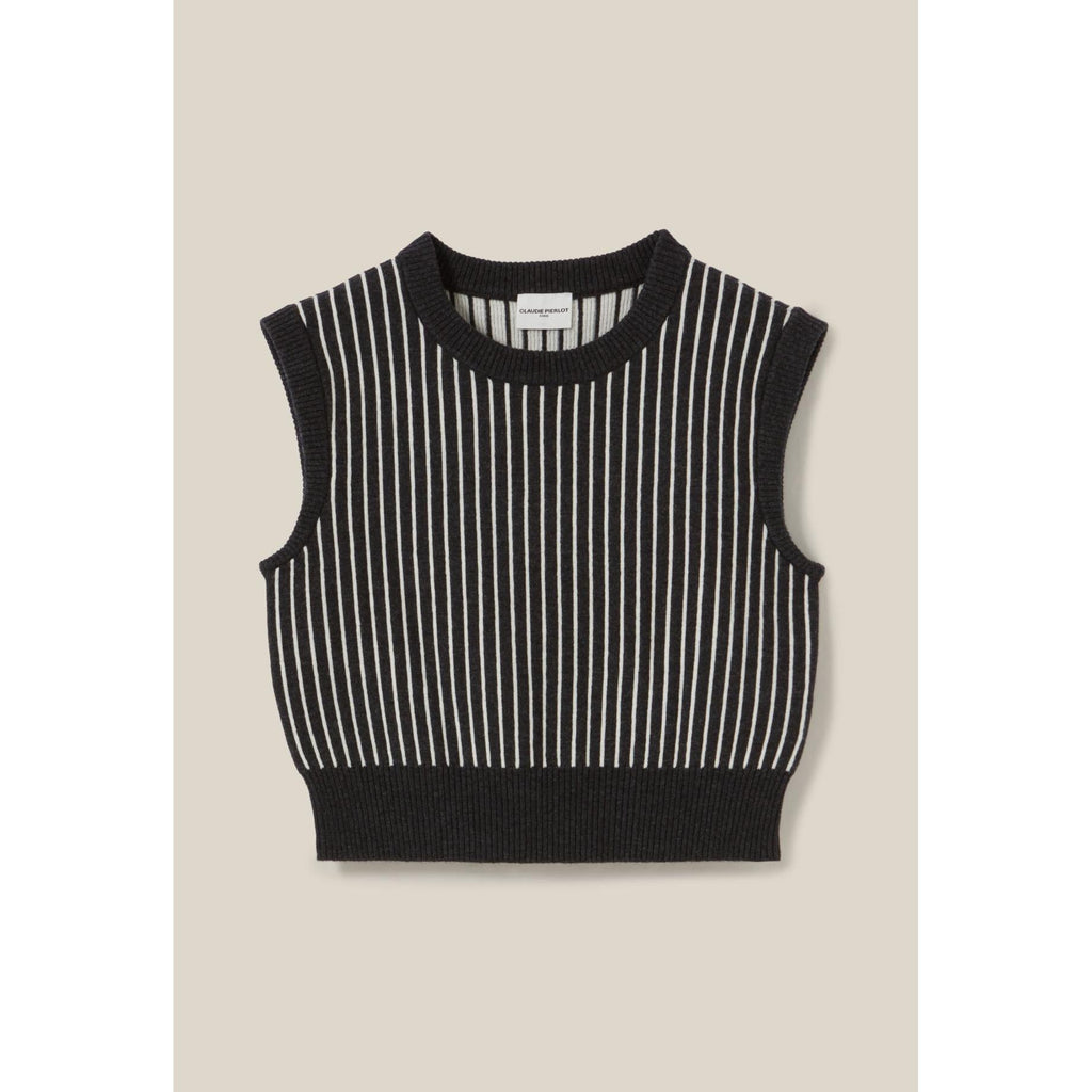 Claudie Pierlot - Pull Rayé Sans Manches Maille