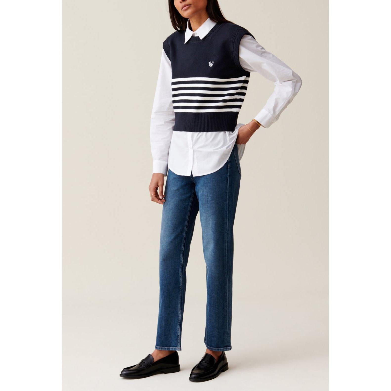 Pull Jean Toto Rayé Sans Manches