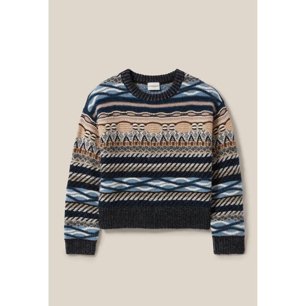 Short Patterned Striped Sweater
