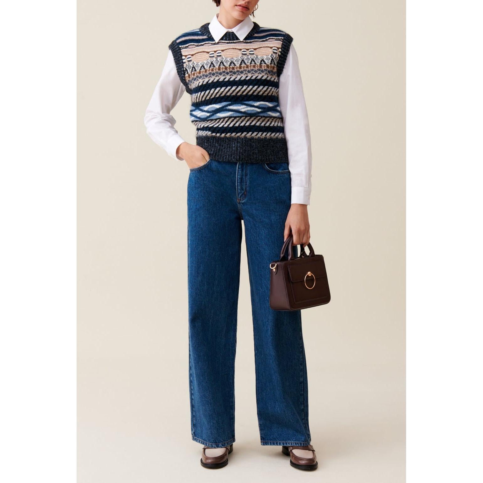 Patterned Striped Sleeveless Jumper