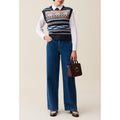 Patterned Striped Sleeveless Sweater