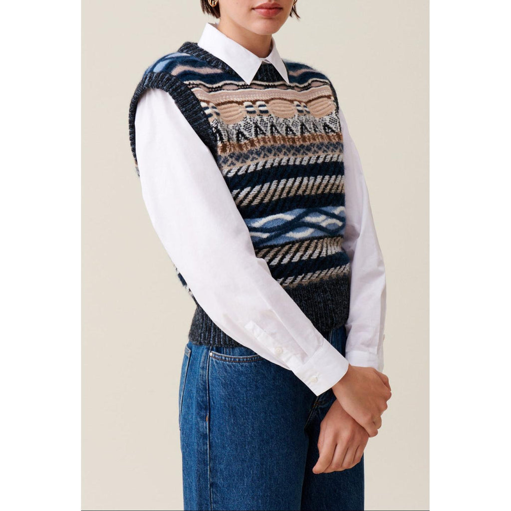Patterned Striped Sleeveless Jumper