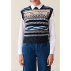 Patterned Striped Sleeveless Jumper