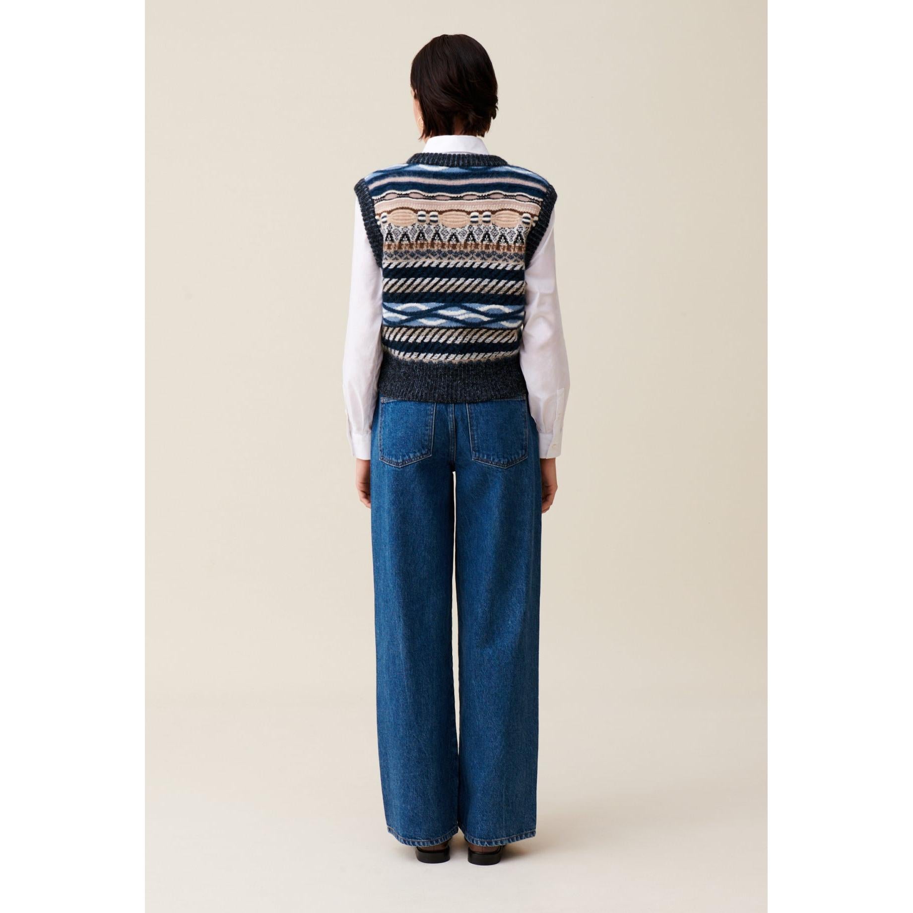 Patterned Striped Sleeveless Jumper