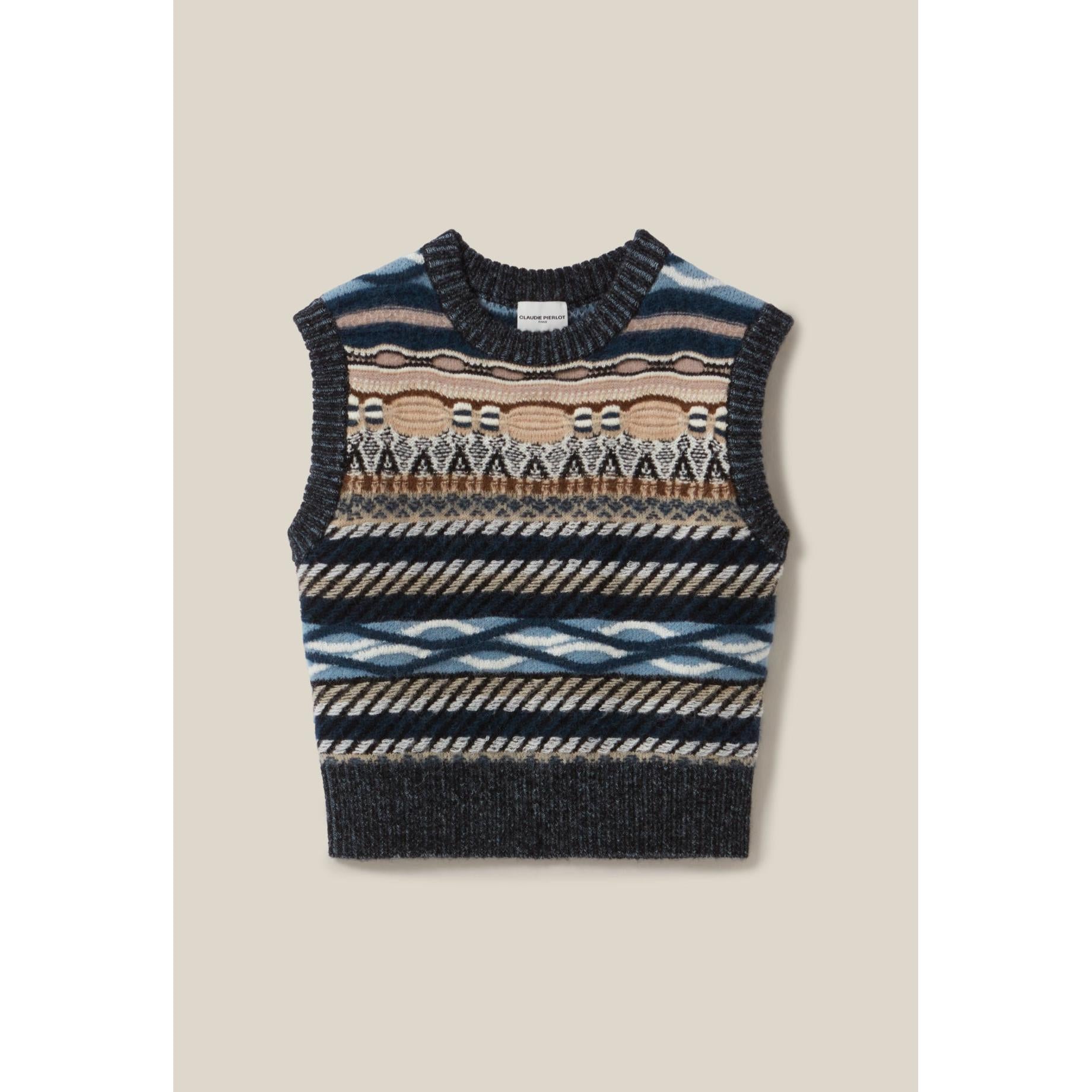 Patterned Striped Sleeveless Jumper