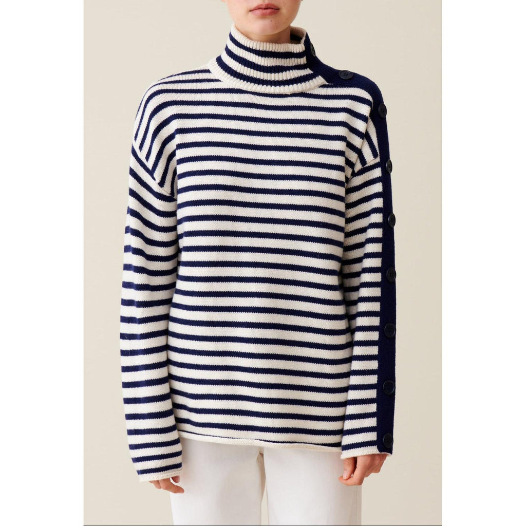 Pull Marinière Col Montant
