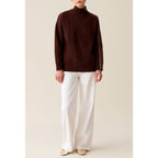 Pull Col Montant Zippé Marron