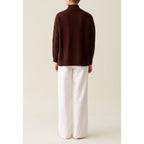 Pull Col Montant Zippé Marron