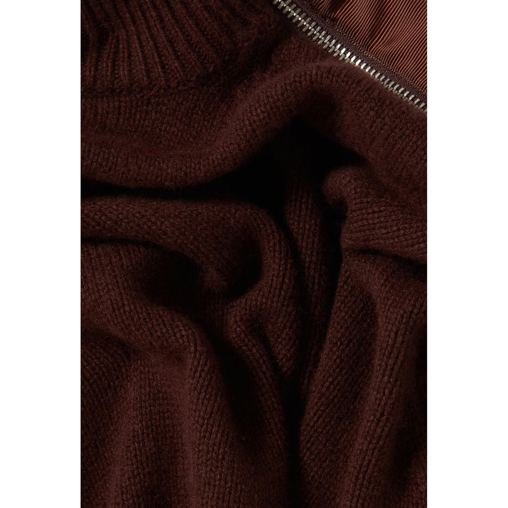 Pull Col Montant Zippé Marron
