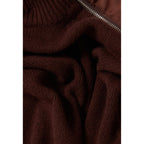 Pull Col Montant Zippé Marron