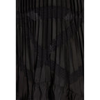 Robe Noire Longue Plissée À Volants