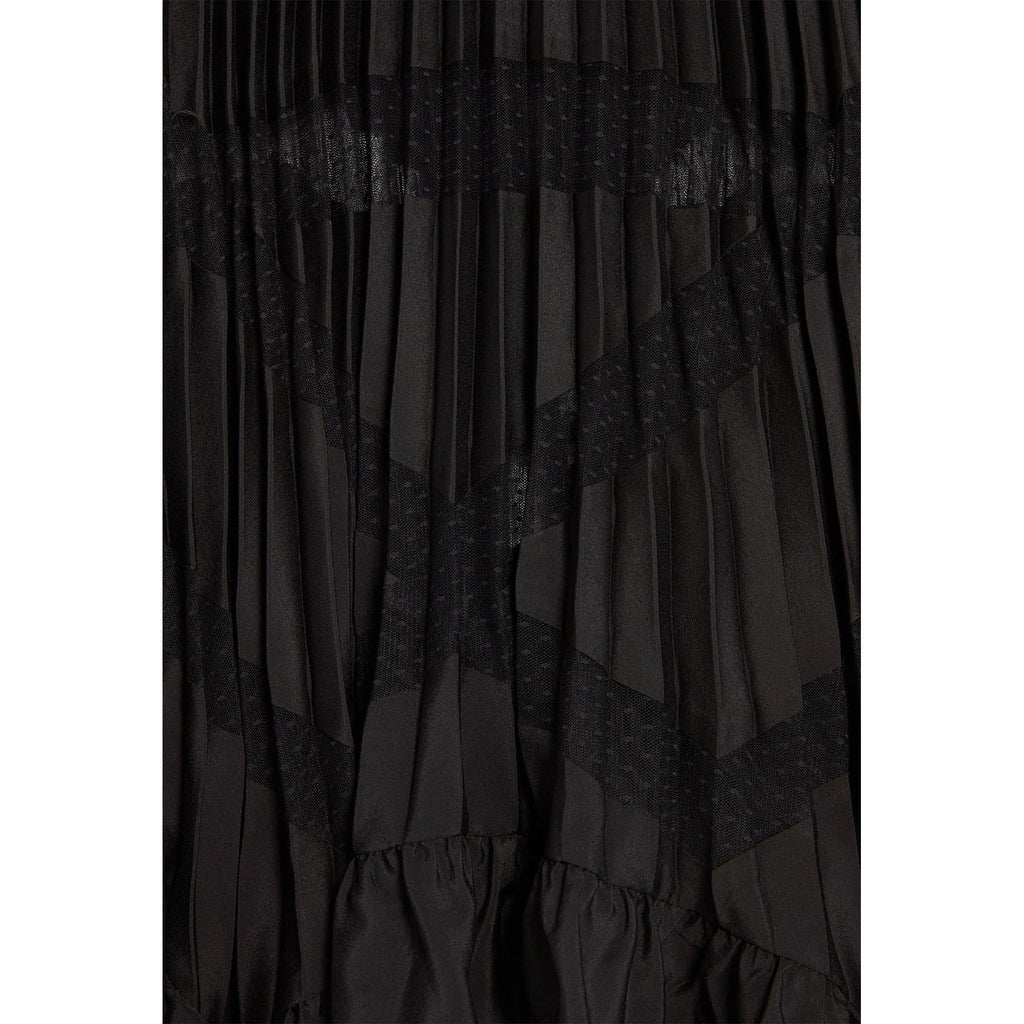 Claudie Pierlot - Vestido largo negro plisado con volantes