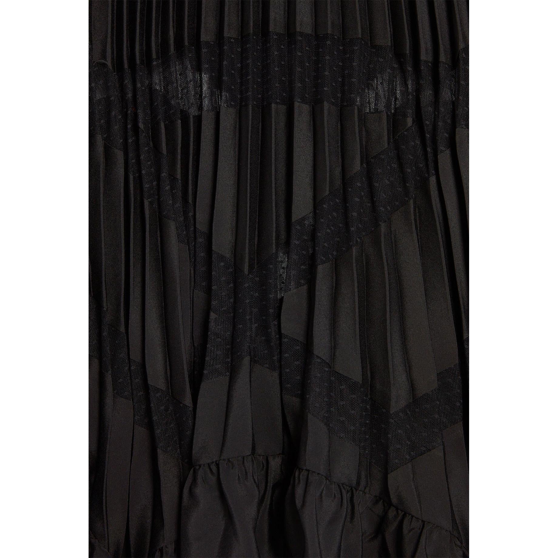 Claudie Pierlot - Vestido largo negro plisado con volantes