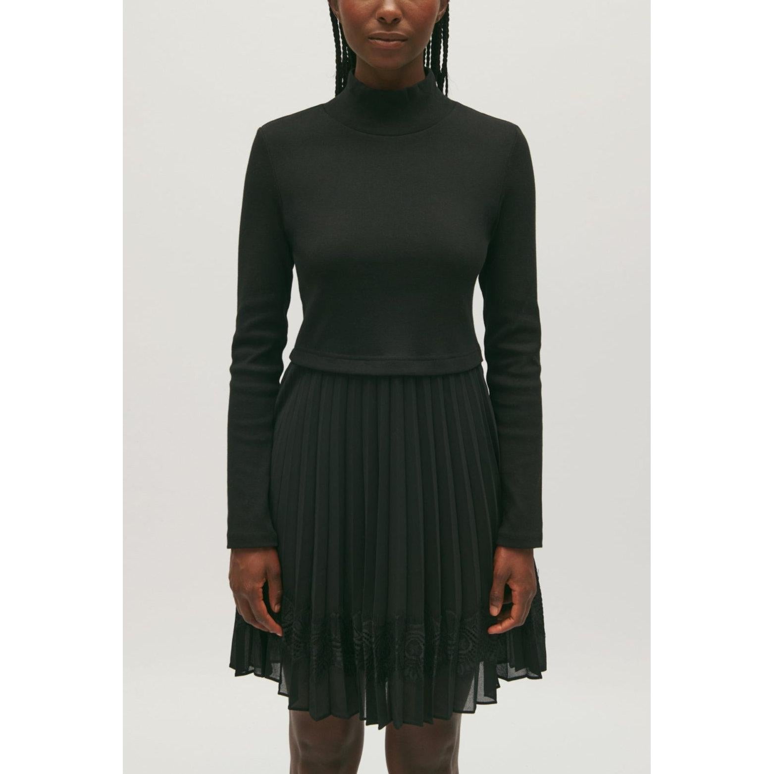 Robe Twist Courte Plissée Noire