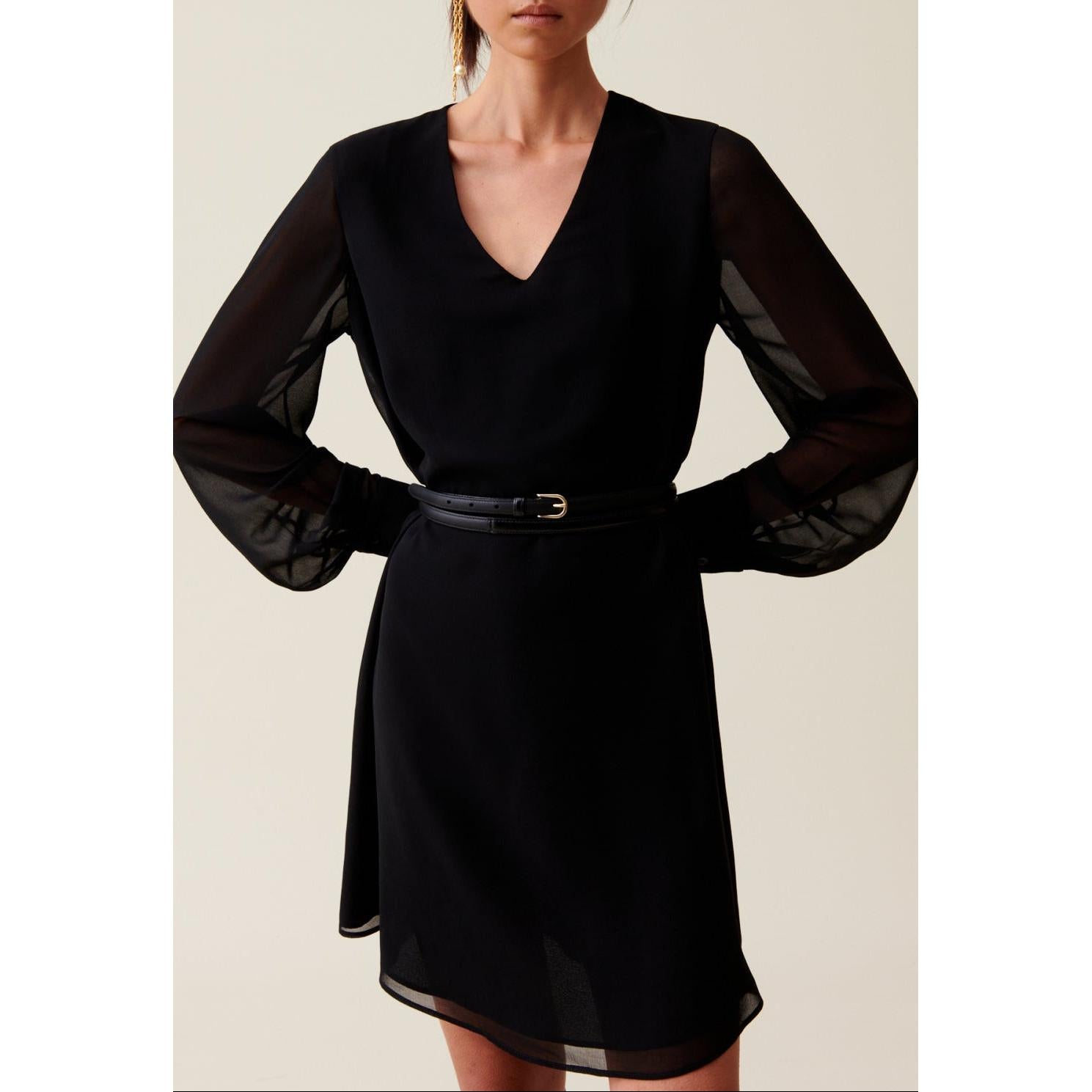 Short Flowy Babydoll Dress Black