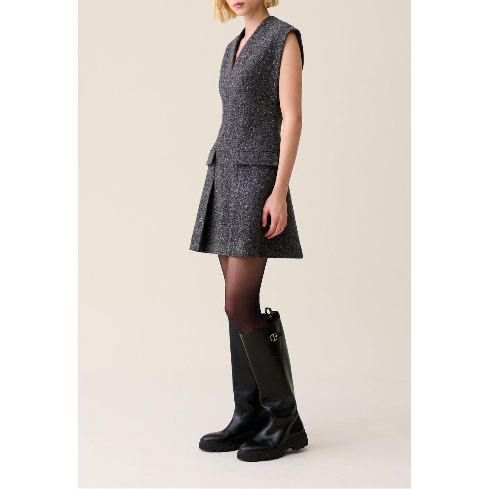 Claudie Pierlot - Traje de tweed gris entallado
