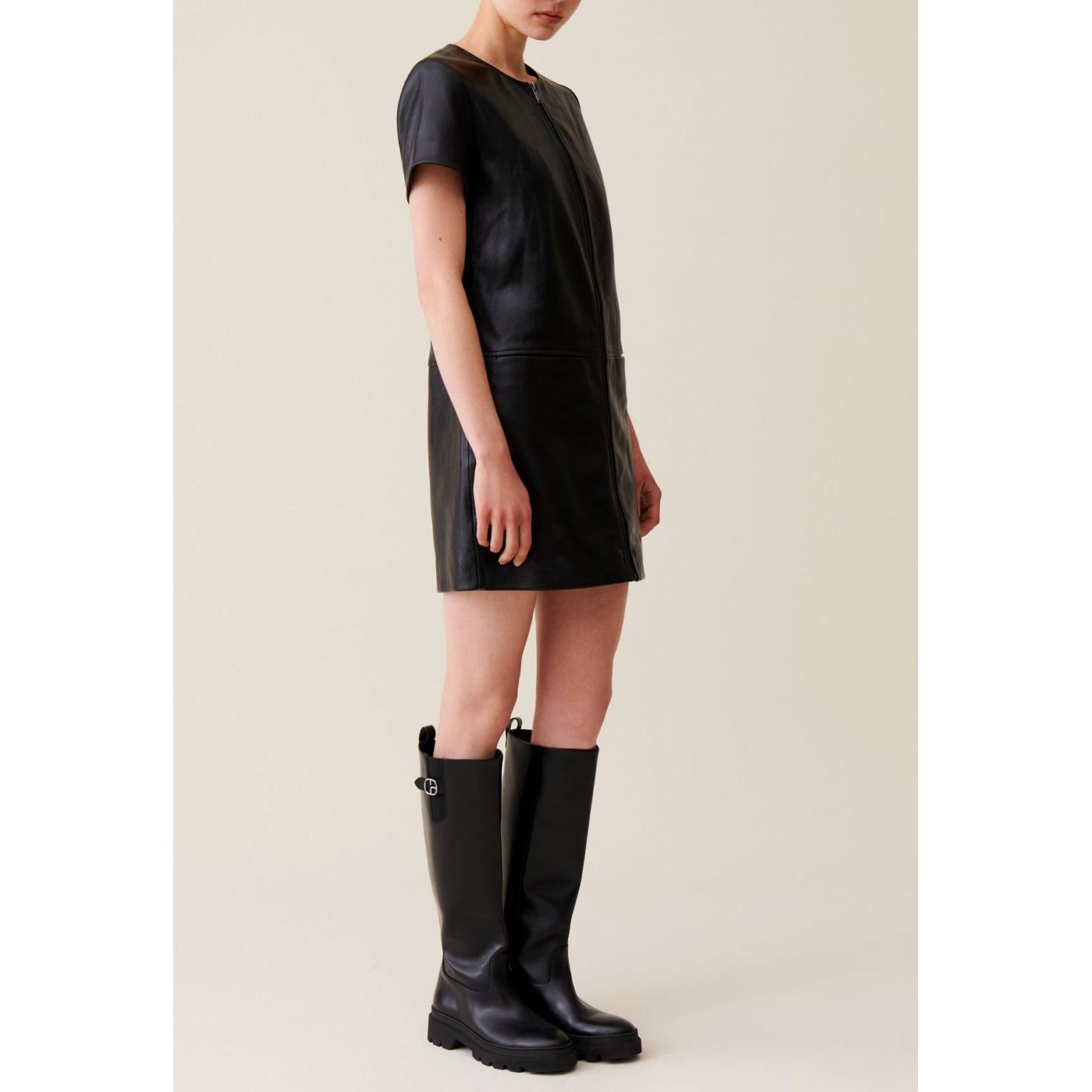 Claudie Pierlot - Robe Cuir Courte Zippée