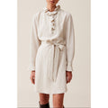 Striped Dress with Ruffled Collar