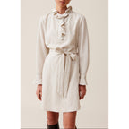 Striped Dress with Ruffled Collar