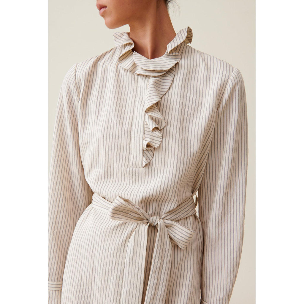 Claudie Pierlot - Robe Rayée Col Volanté