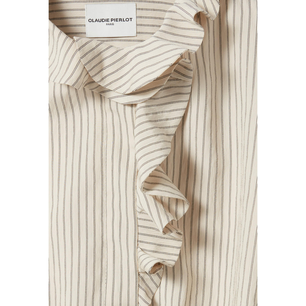Striped Dress with Ruffled Collar