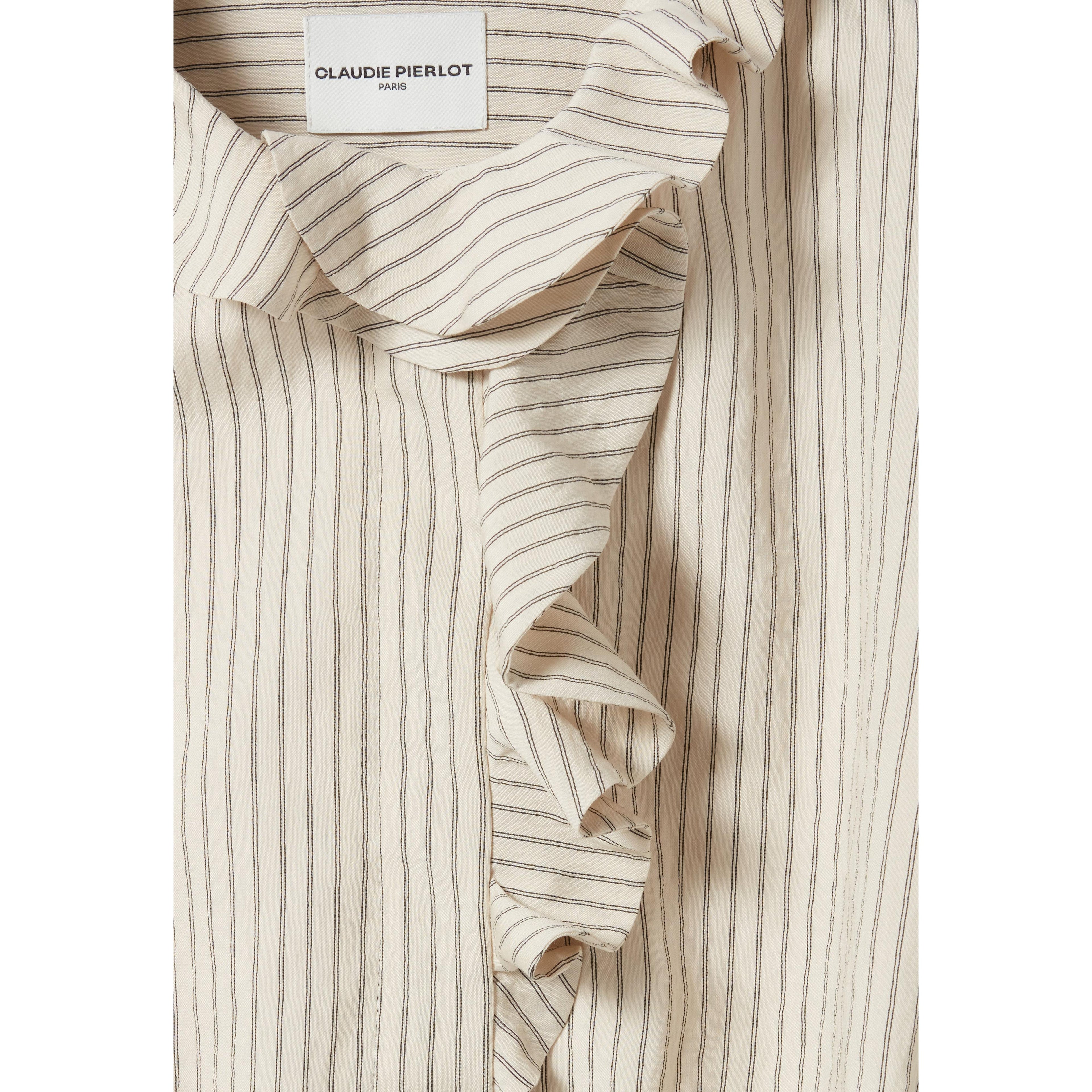 Striped Dress with Ruffled Collar