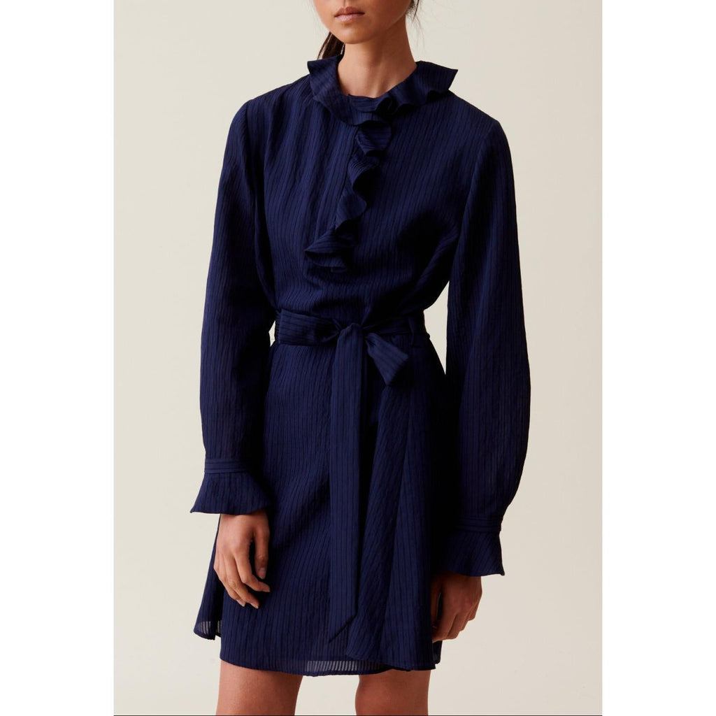 Claudie Pierlot - Robe Rayures Volants Marine