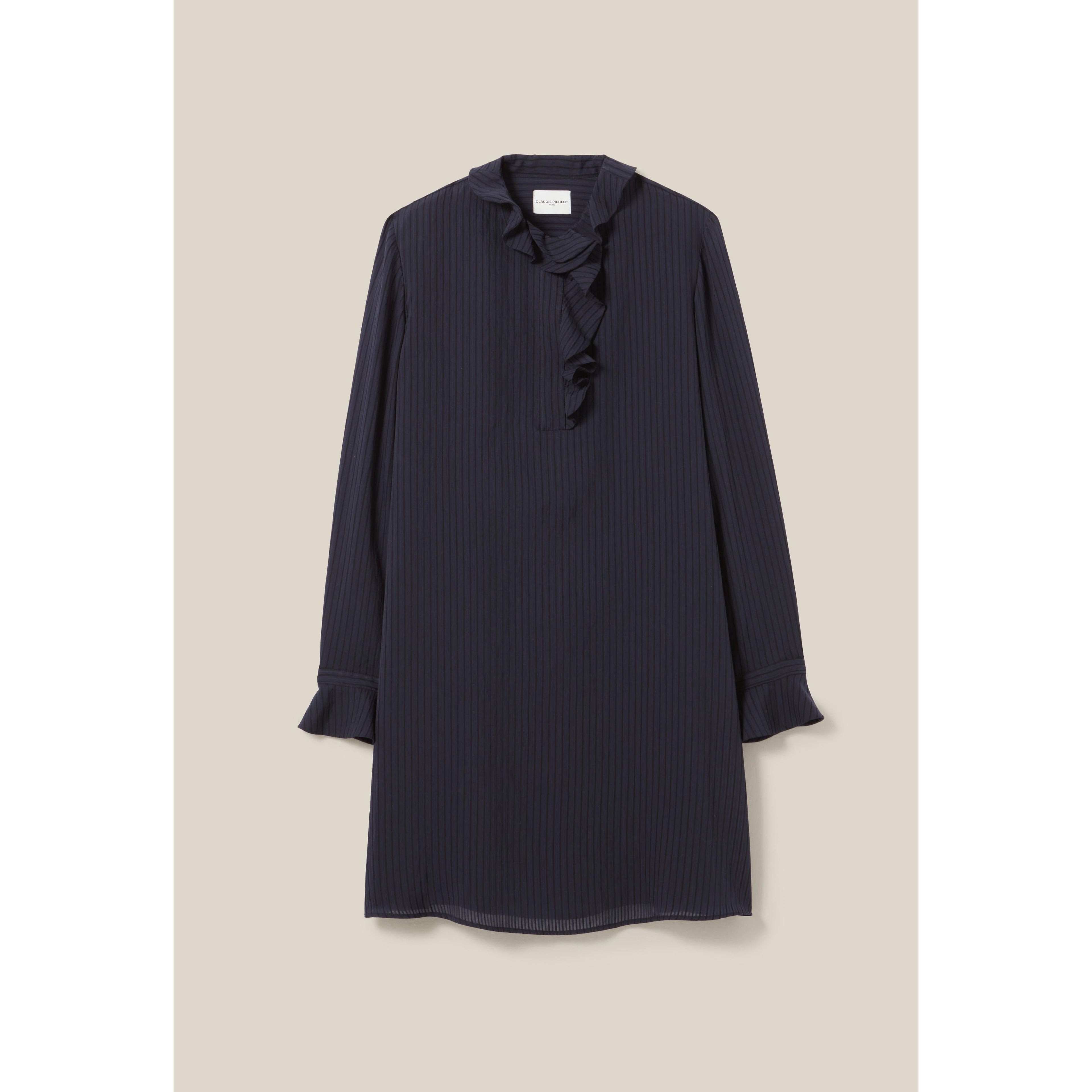 Claudie Pierlot - Robe Rayures Volants Marine