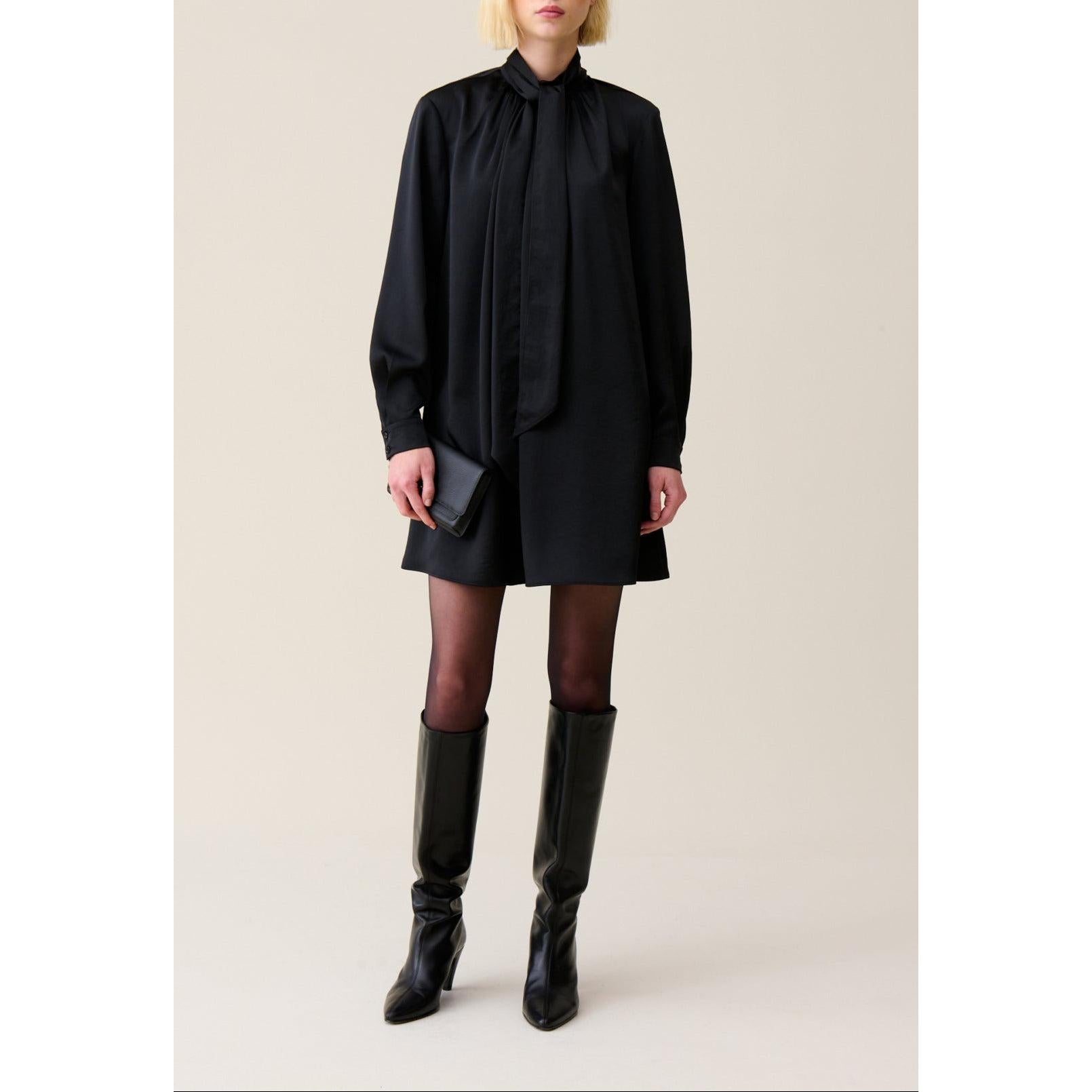 Claudie Pierlot - Fluid Dress Black Pussy Collar