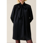 Robe Fluide Col Lavallière Noir
