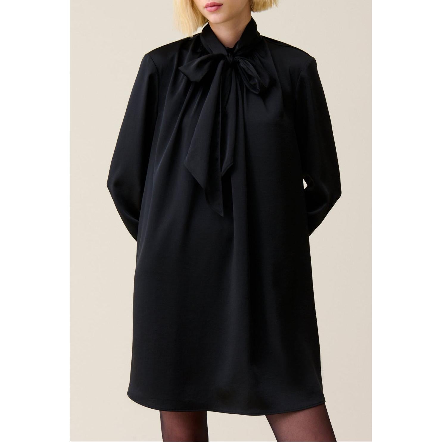 Claudie Pierlot - Fluid Dress Black Pussy Collar