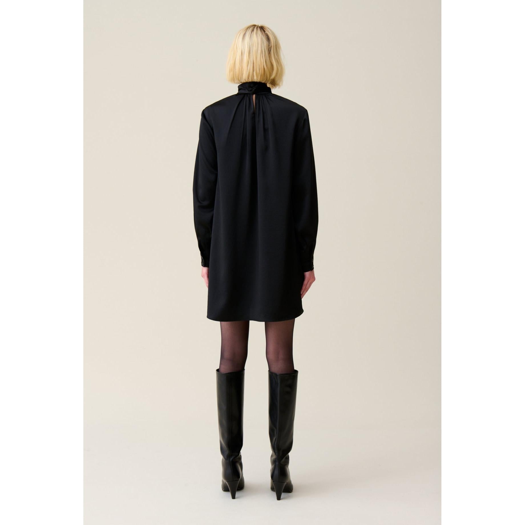 Claudie Pierlot - Fluid Dress Black Pussy Collar