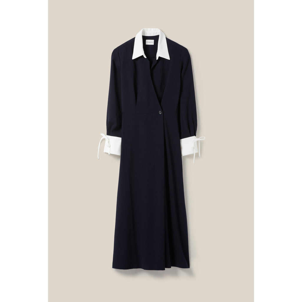 Claudie Pierlot - Robe Longue Fluide Croisée Marine