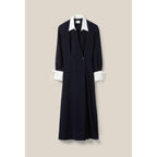 Claudie Pierlot - Robe Longue Fluide Croisée Marine