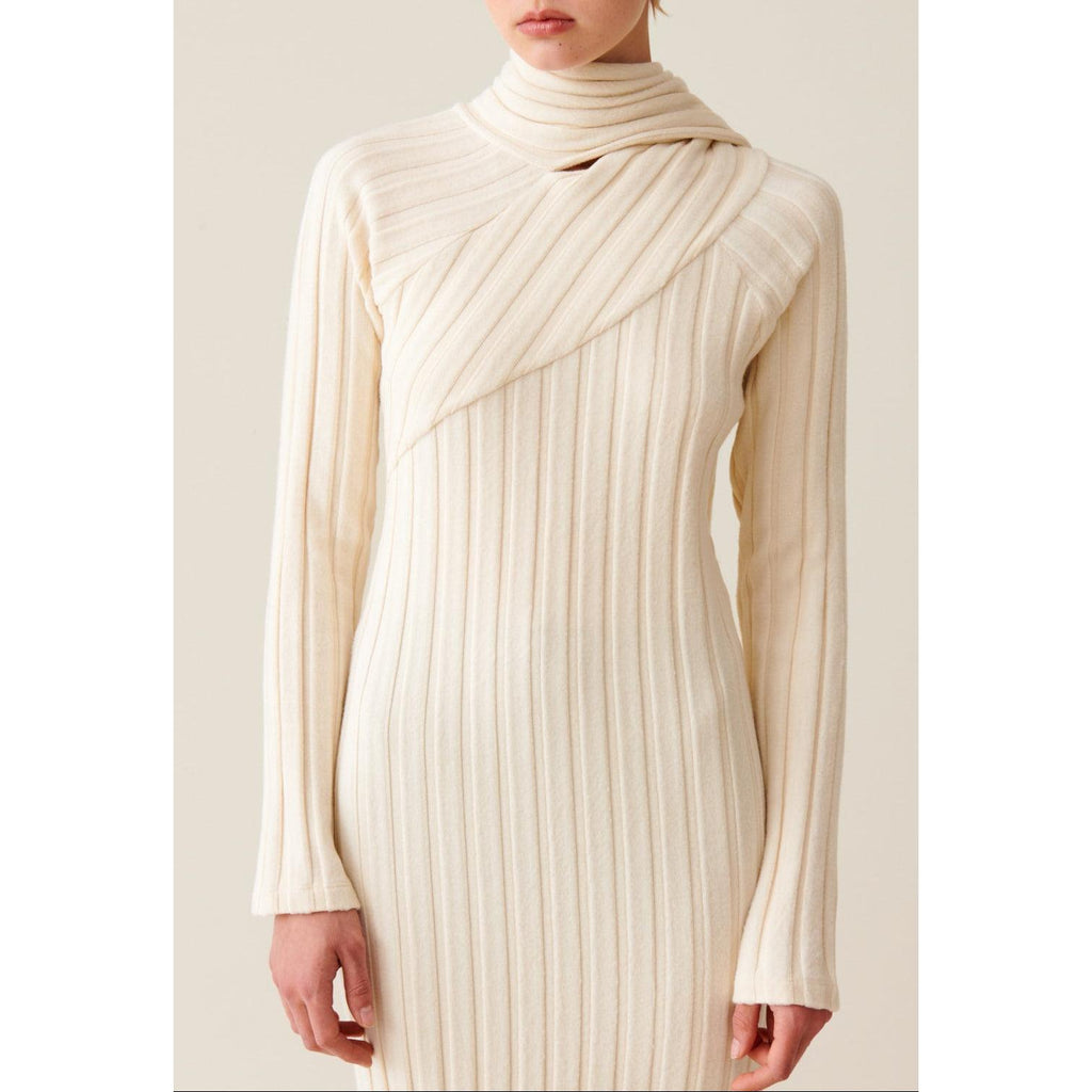 Robe Longue Maille Écharpe À Nouer