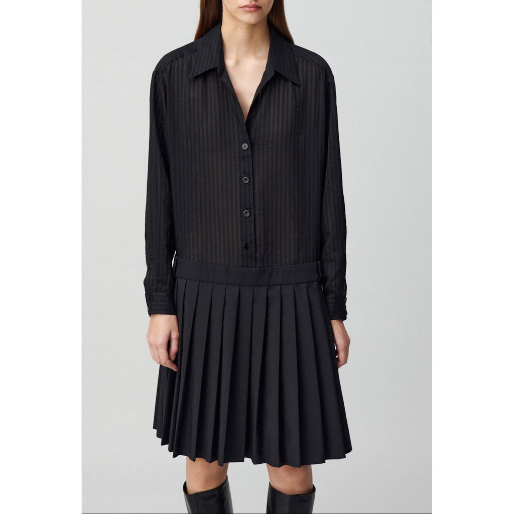 Vestido Bimaterial Rayas