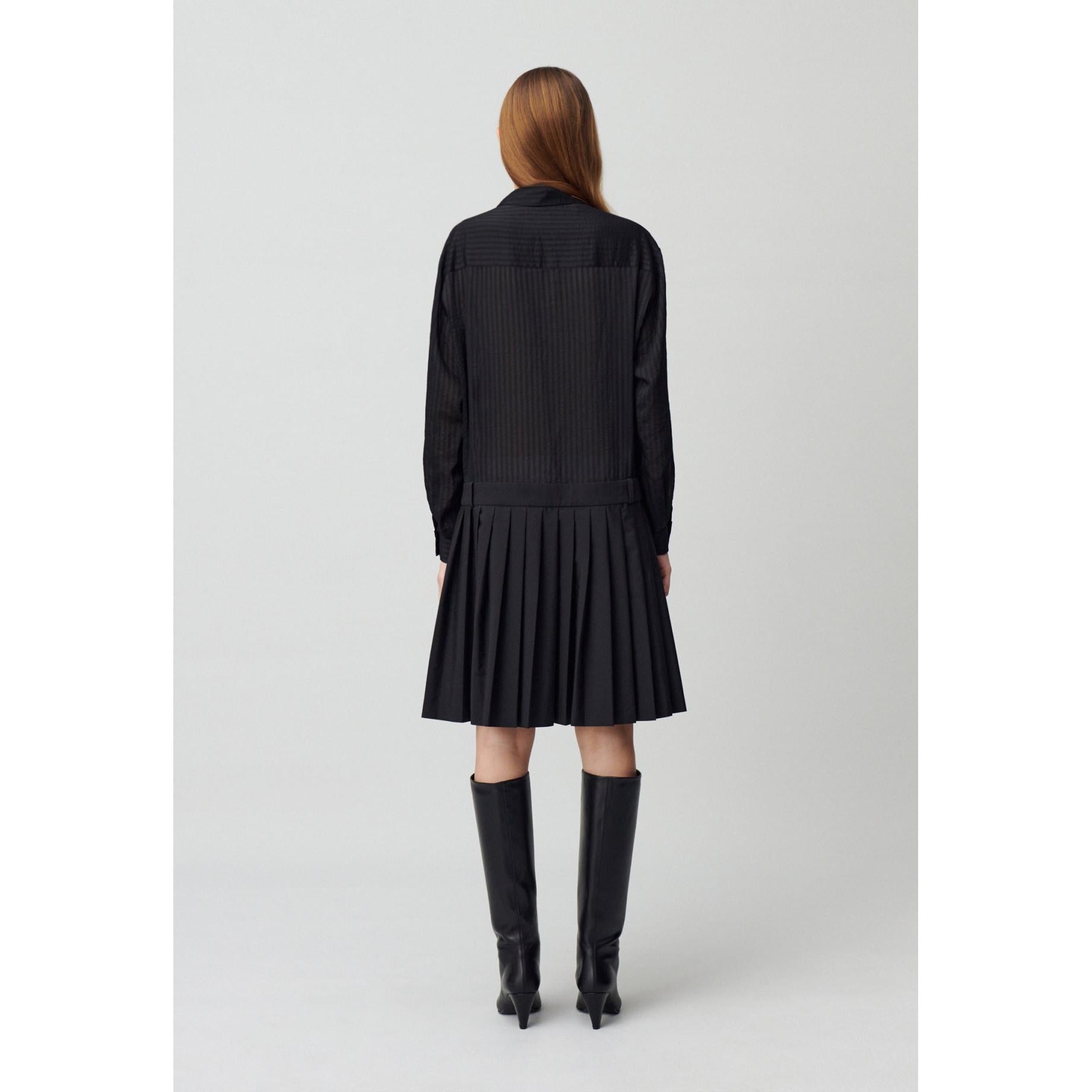 Vestido Bimaterial Rayas